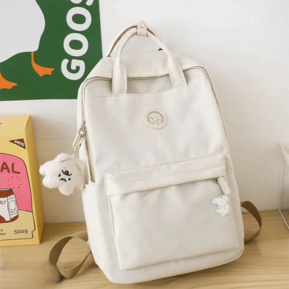Fashion Waterproof Women Backpack Large Capacity Solid Color School Bag Nylon Ergonomic Laptop Book Bag College Student