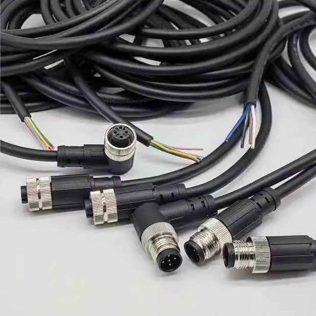 Pre-Wired M12 Connector: IP67, PA66, Screw-Terminal, -25~85°C, 4/5/8 Contacts, with Cable