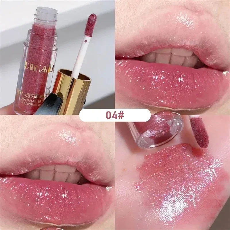 5 Colors Mirror Pearl Glitter Lip Oil Long-lasting Moisturizing Plumping Gloss Lip Tint Sparkle Water Light Glaze Korean Makeup