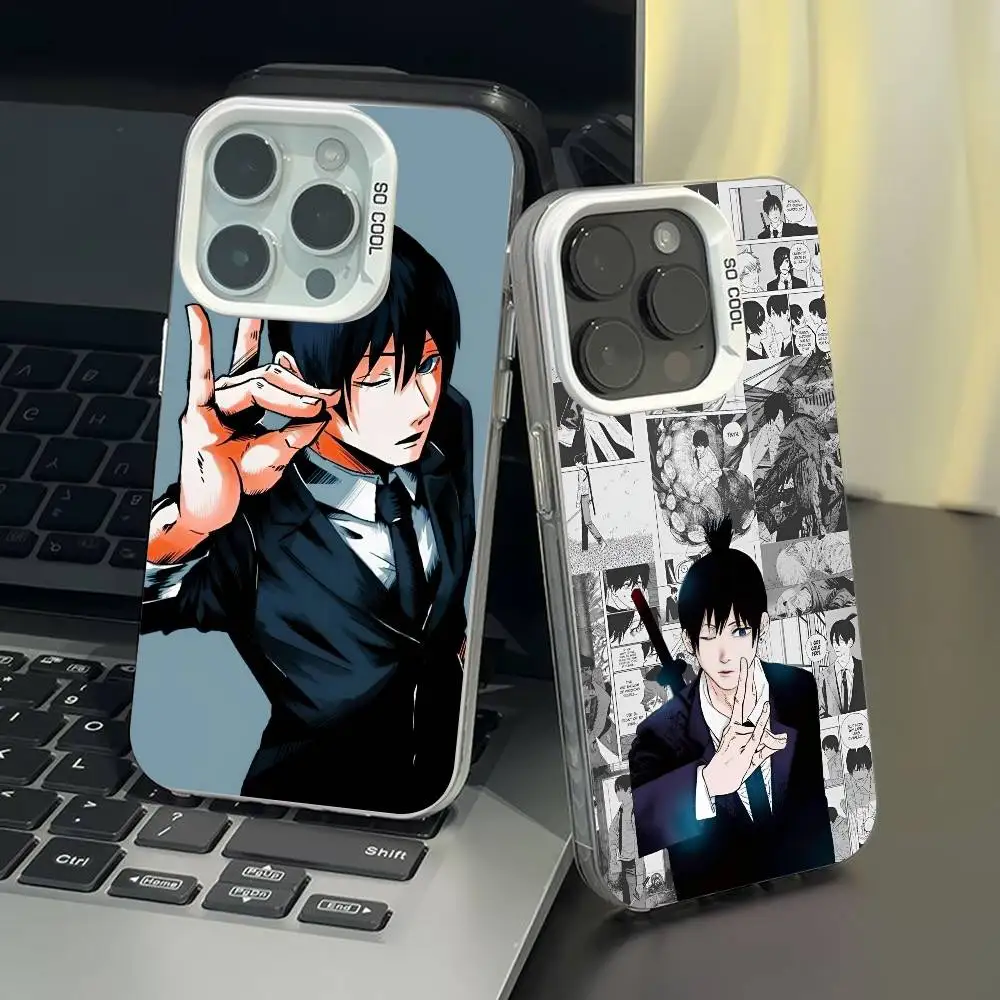 1pc c-serra homem a-acki hayakawa caso de telefone imd design cor prata caso para iphone 17 16 15 14 13 12 11 ar pro max plus