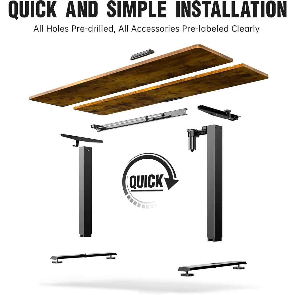 مكتب كهربائي قابل للتعديل بارتفاع 63 بوصة، الجلوس على سطح المكتب الخشبي، طاولة كمبيوتر المكتب المنزلي للكمبيوتر الشخصي، محطة عمل مريحة