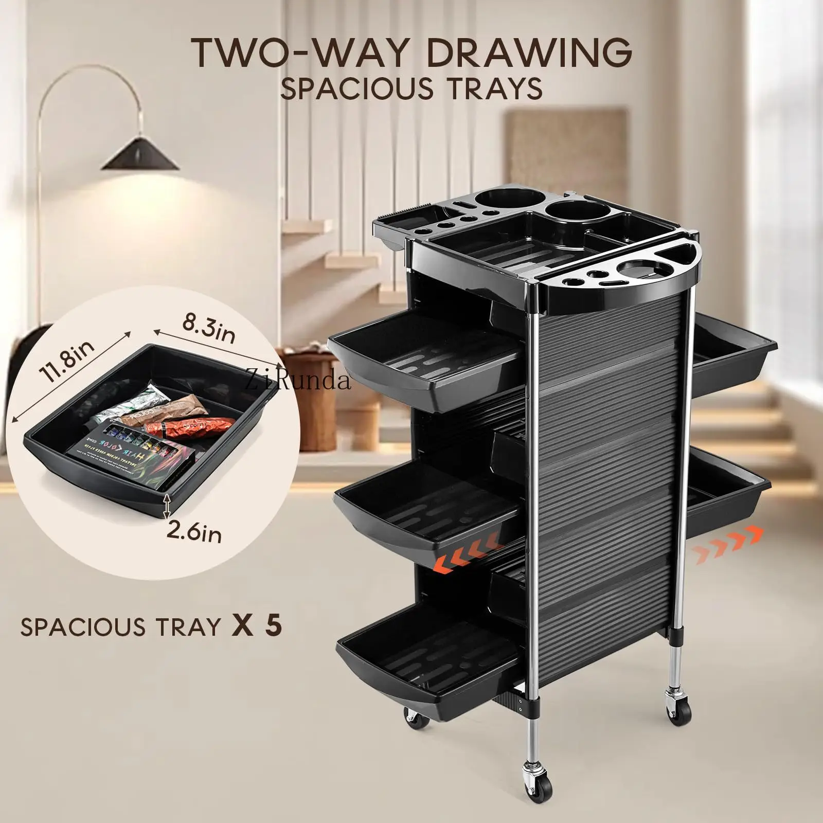 عربة أدوات الصالون، عربة صالون الشعر متعددة الطبقات لصالون التجميل #3