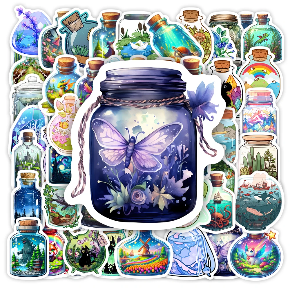 Fantasy Terrarium Bottle Stickers Kids DIY Toy Gift Decorative Decal for Scrapbook Journal Laptops Luggage Bottles Waterproof