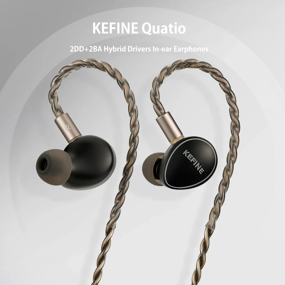 Auriculares intrauditivos con controladores híbridos KEFINE Quatio 2DD + 2BA con boquillas de afinación reemplazables Cable de 3,5 mm + 4,4 mm