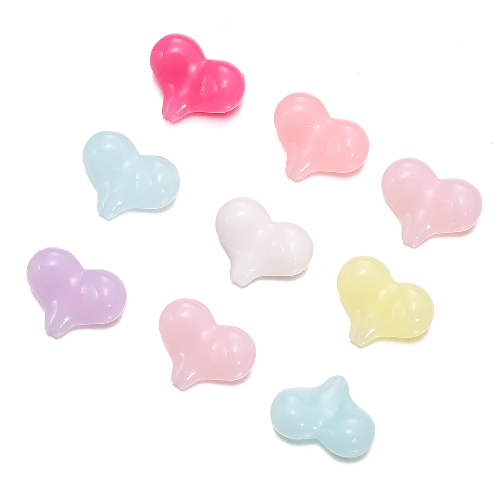 10pcs/lot Acrylic Jelly Colored Heart Shape Beads Bracelet Loose Beads For DIY Jewelry Making Necklace Craft Accessories