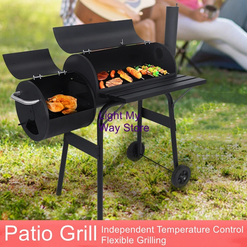 

Courtyard charcoal grill, smoking oven, stew oven, large mother and child outdoor barbecue grill with chimney
