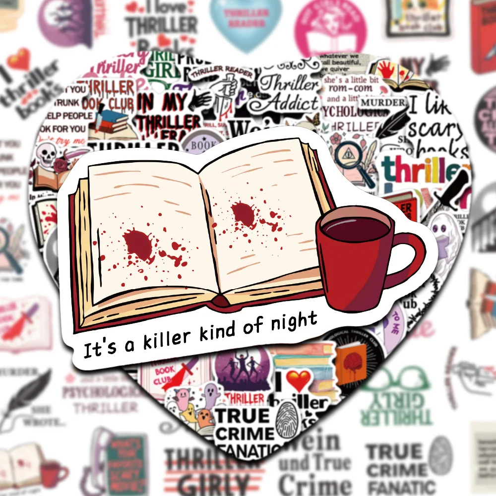 50 قطعة نمط الرعب الهالوين الإثارة كتاب الكرتون ملصق التحفيز الفني رواية مروحة تزيين زجاجة جراب هاتف الغيتار