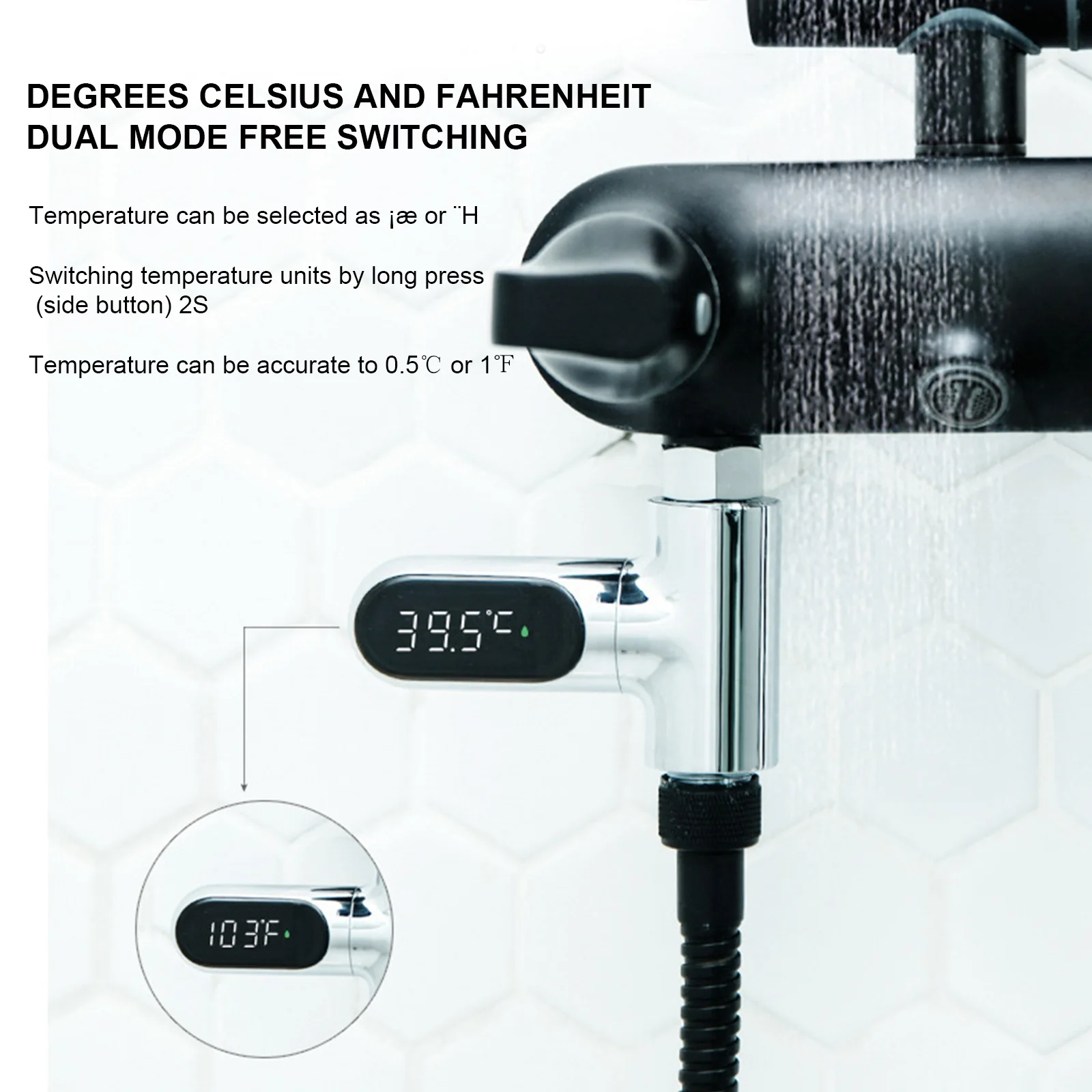 Base del rubinetto della doccia con termometro Display digitale a Led temperatura dell'acqua del bagno schermo rotante 360 per la cucina del bagno di casa