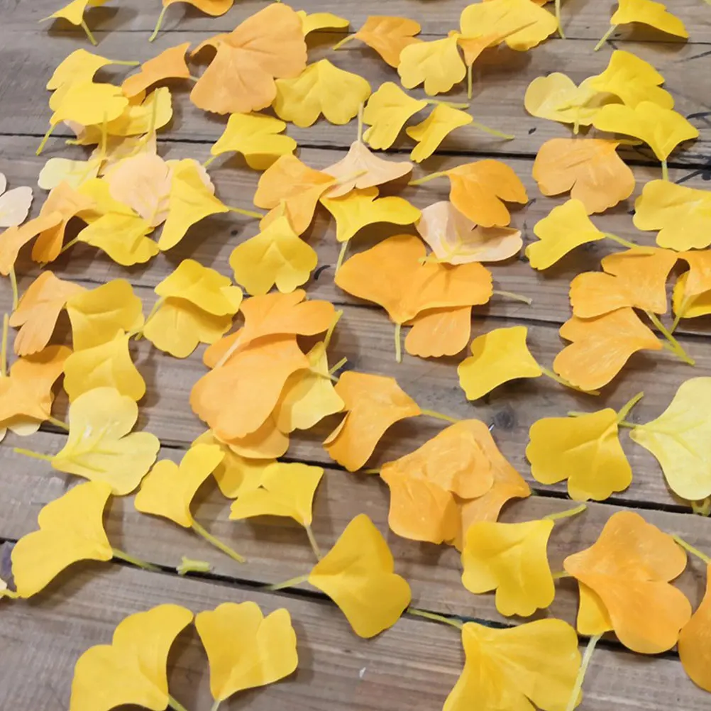

108Pcs Realistic Artificial Ginkgo Leaves Bright Yellow Simulation Fall Leaf Decoration for Wedding Home Party