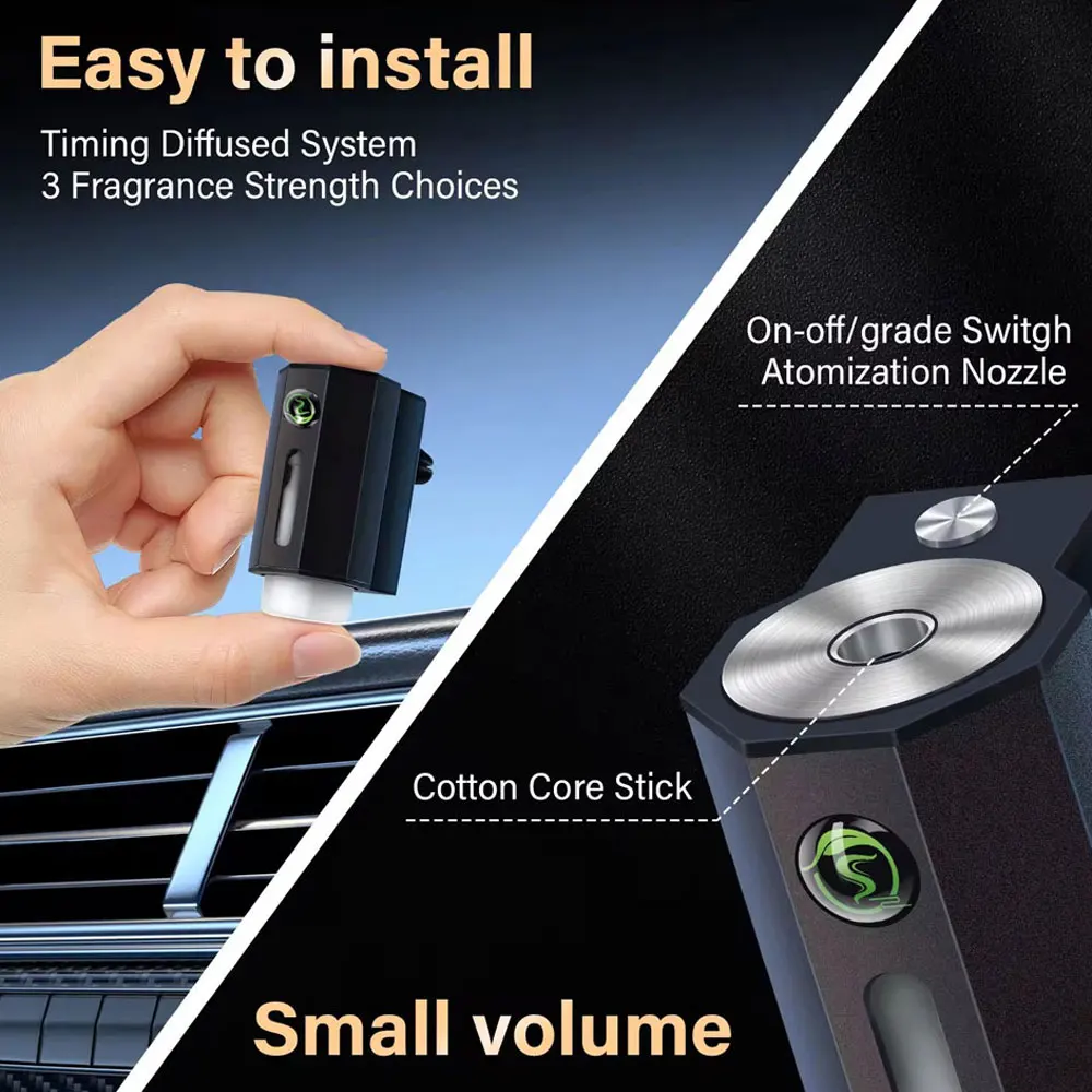 Mini Car Air Freshener LED Lights Vent Clip Automatic Diffuser Waterless Spray Machine With 30ML Essential Oil Diffuser For Car