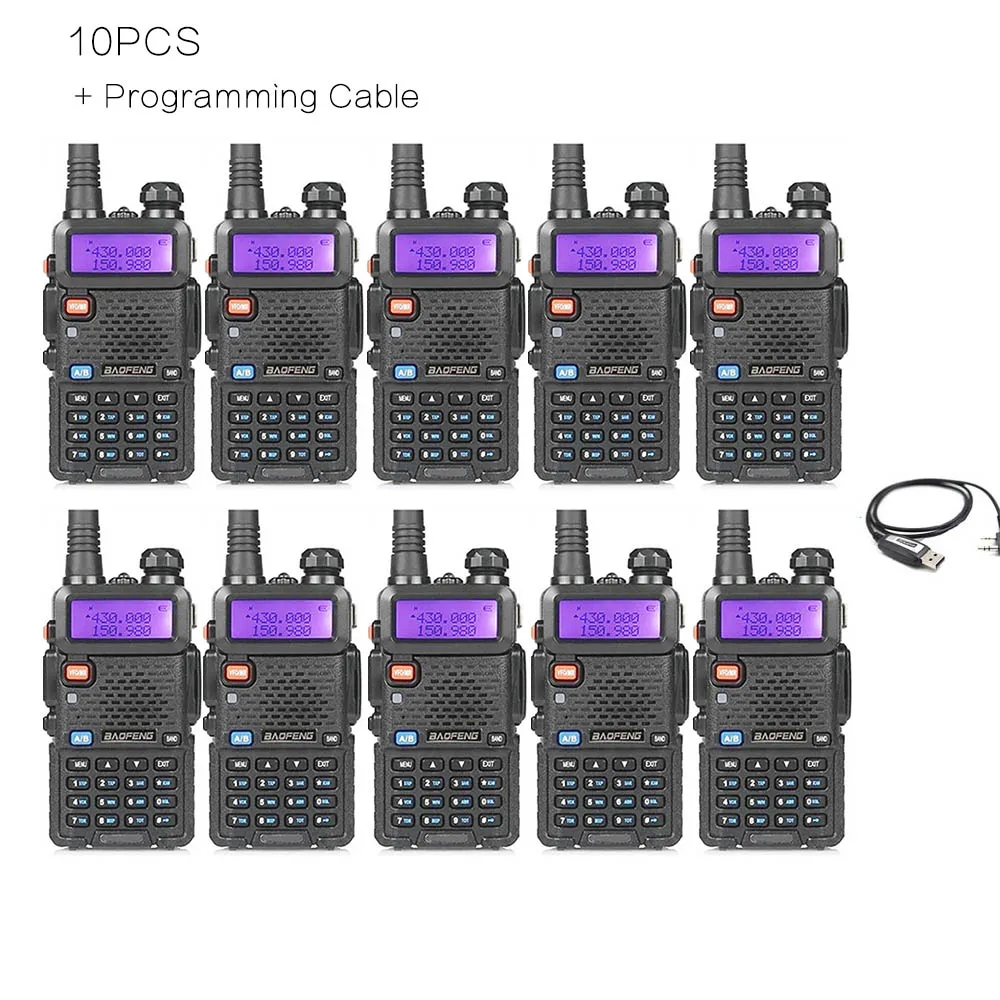 10PCS Original Baofeng UV-5R 8W Walkie Talkie Dualband Two Way Radio  VHFUHF Ham Amateur 136-174&400-520MHz FM CB Handheld Radio