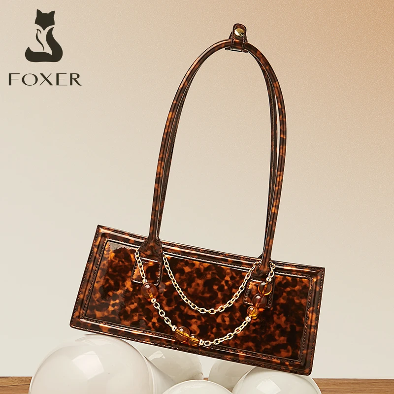 Imagem -02 - Foxer-vegan Bolsa de Ombro de Couro pu para Mulheres Zipper Retangular Axila Bolsas Elegante Design Chique Senhora Fêmea Marca Elegante