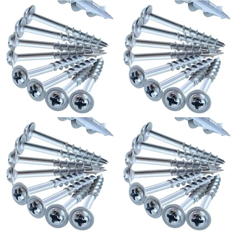 A02M-400Pcs Woodworking 32Mm Pocket Hole Screws PH2 Cross Driver Head Self-Tapping Screw For Pocket Hole Jig