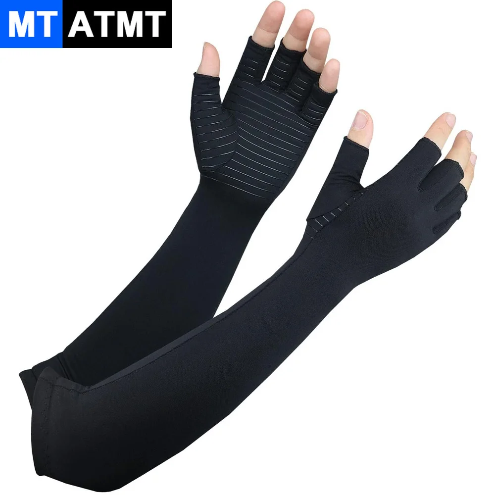 1Pair Long Copper Compression Arthritis Gloves,Arm&Hand Compression Gloves,Hand Support Sleeves for Carpal Tunnel,Hand Pain