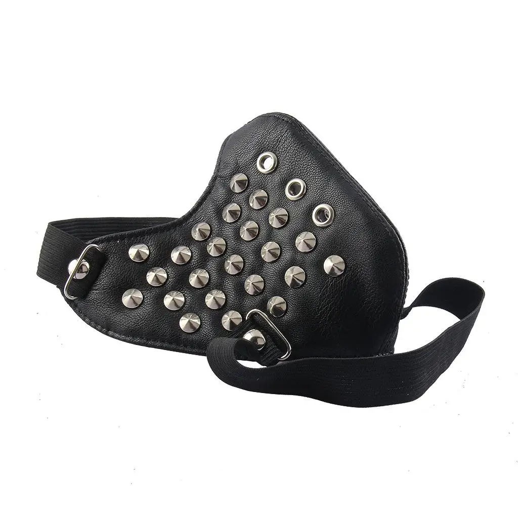 Motorcycle Leather Face Mask Punk Biker Style Unisex Gothic Windproof Dustproof Mask for Riding Climbing