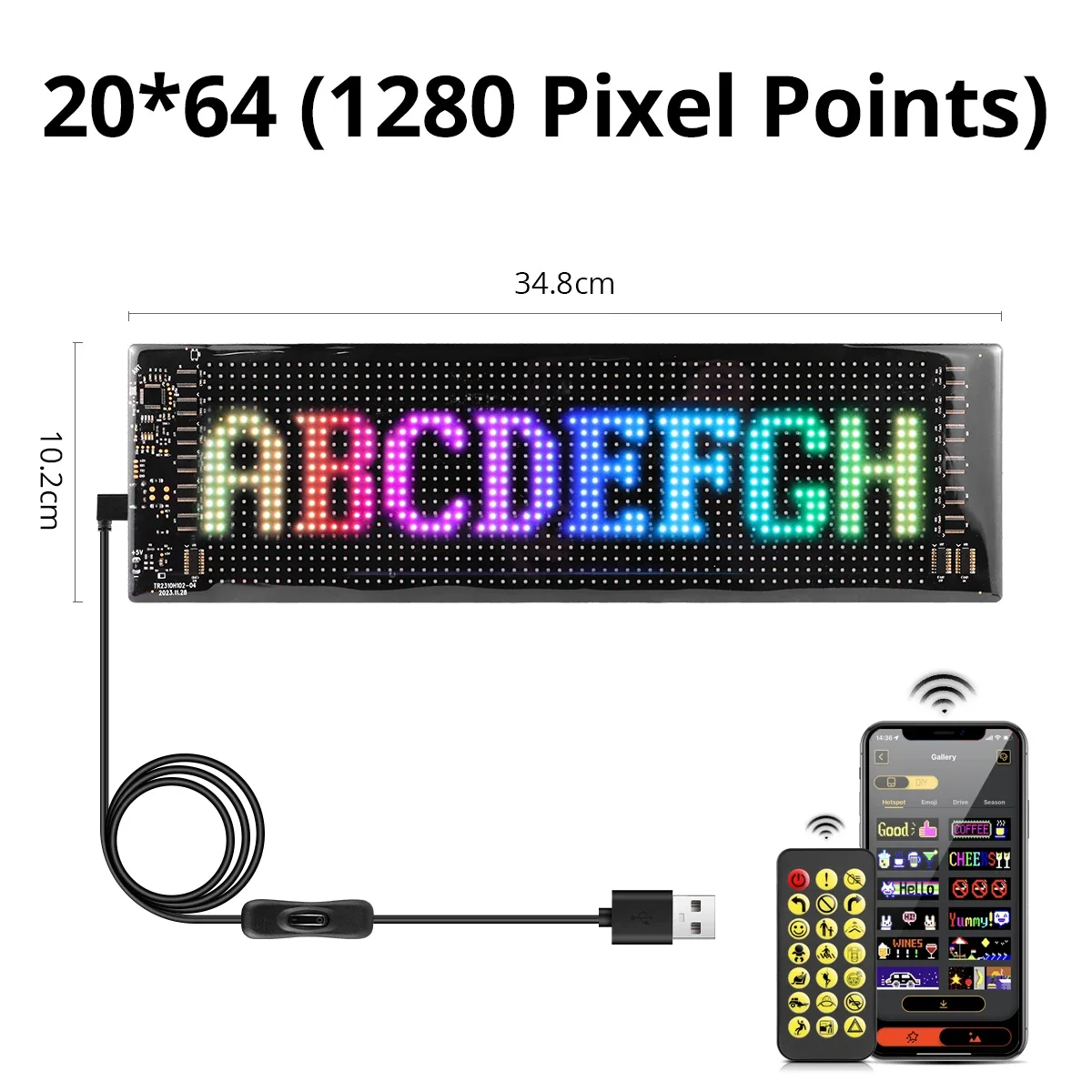 LED-Matrix-Pixel-Panel Werbeleuchte Flexibles RGB-Muster Lauftext-Anzeige Auto- und Laden-Erinnerungsleuchte Festival-Überraschungswerkzeug