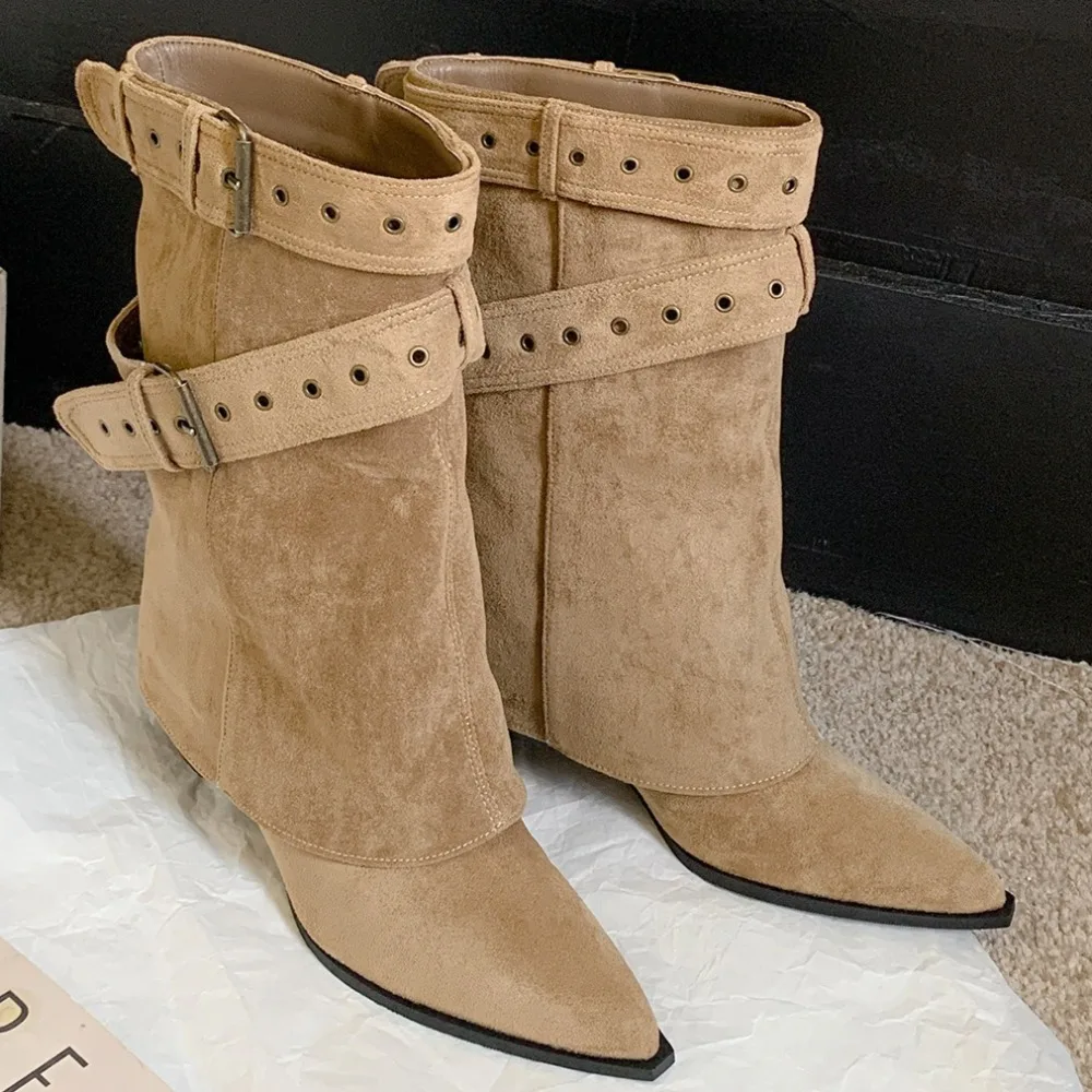 

Boots Woman Leather New Long Women Boots Belt Buckle Women's Boots Woman Booties