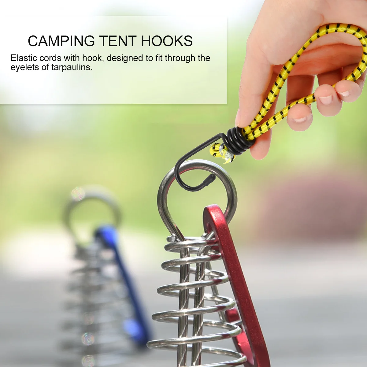 

10Pcs Elastic Tent Bungee Cord Hook Adjustable Durable for Camping Outdoor Tools Accessories Camping Tent Hooks