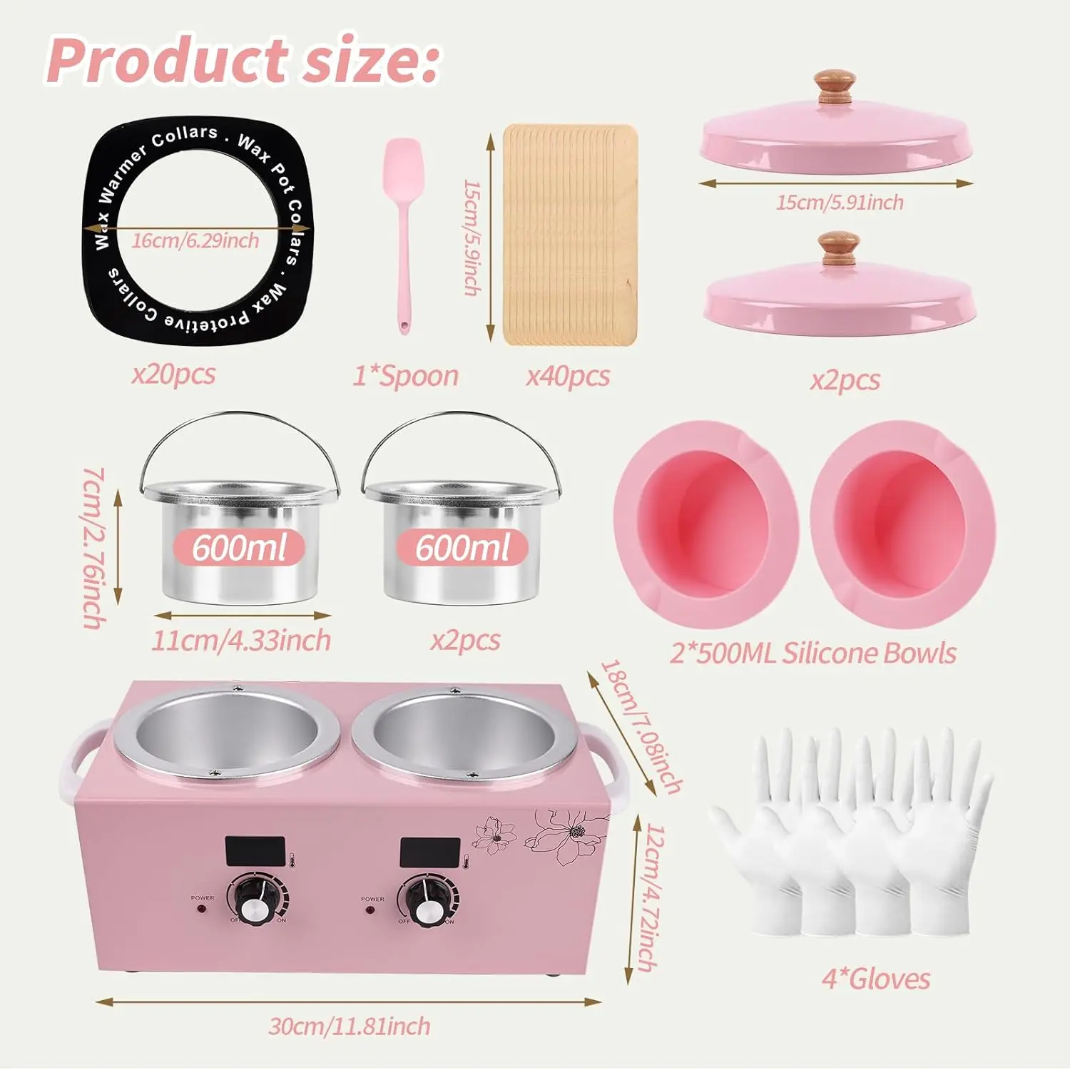 Double Pot Wax Warmer Paraffin Heater Warmer with LED Display Skin Hair Removal Adjustable Temperature For Beauty Salon Home Use view 6