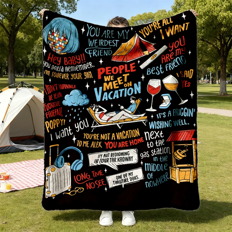 People We Meet on Vacation Flannel Blanket, Romance Book Movie Lover Flannel Throw