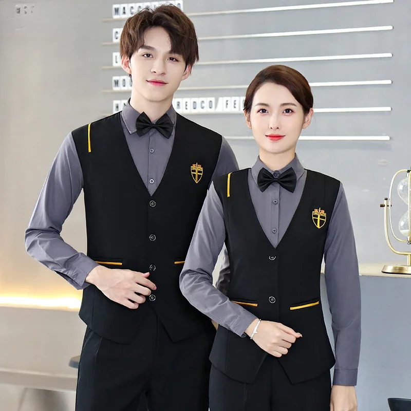 Hotel Working Clothing Fast-food Waiter Uniforms Coffee Shop Kitchen Restaurant Cook Uniforms Long Sleeve Waitress Overalls