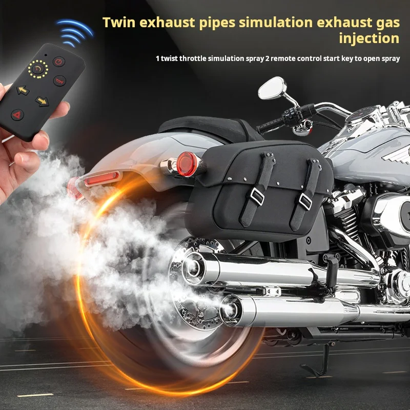 1:6 Harley Fat Boy Heavy Motorcycle Diecast Alloy Simulated Sound Light Remote Control Ignition & Spray Effect Toy Model Collect