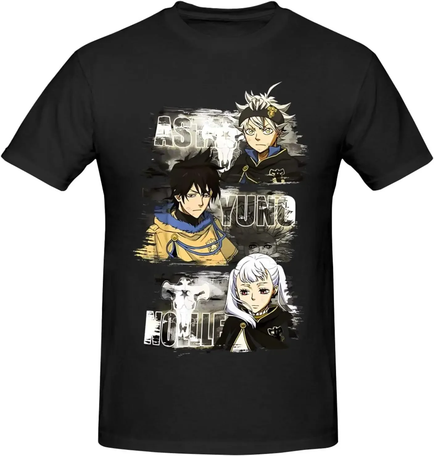 Black Anime Clover Shirt Men's Custom Breathable Cotton Short-Sleeved Tshirt Fashion Crew Neck Tees Tops Black