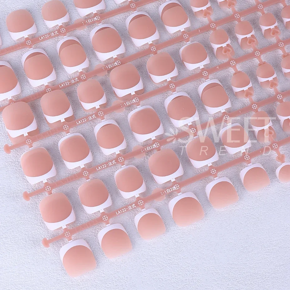 160 Uds. De uñas artificiales cuadradas cortas francesas, cubierta completa rosa, puntas de uñas postizas acrílicas, suministros para uñas, herramientas para mujeres