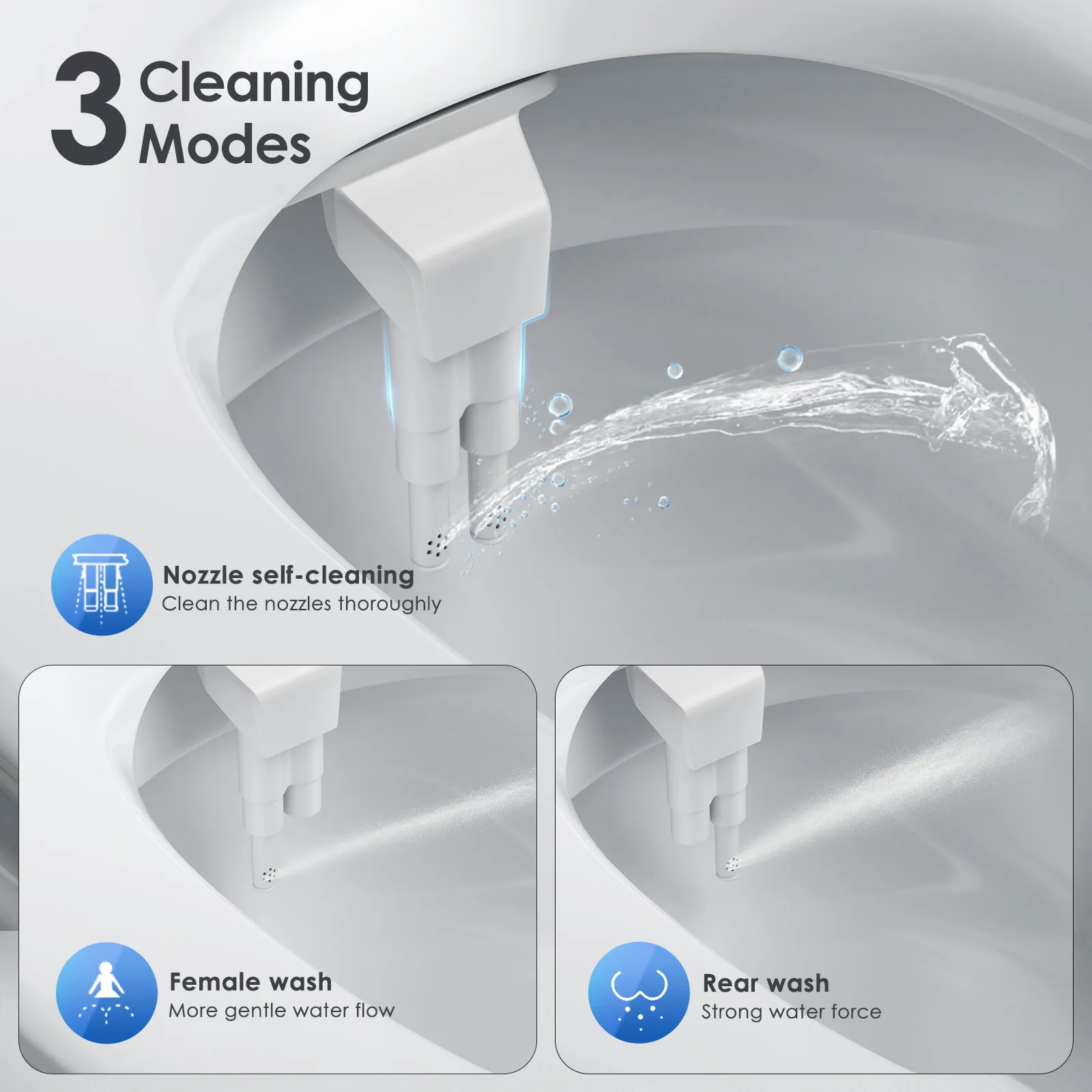 Bidet Attachment for Toilet Seat Self Cleaning Attachment Non-Electric Dual Nozzle Bidet Adjustable Water Pressure Ass Sprayer