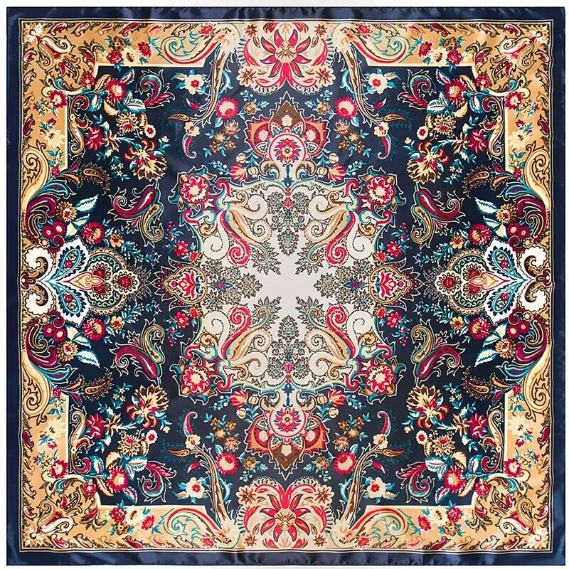 Países de Oriente Medio primavera gran oferta 90*90cm Vintage anacardos bufanda cuadrada grande accesorios de mujer pañuelo para la cabeza chal bufanda