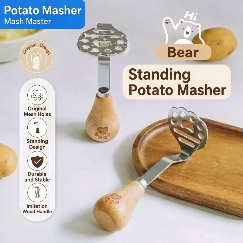 1pcs Stainless Steel Potato Masher Manual Fruit Vegetable Pressure Mud Machine Kitchen Children Food Potatoes Mud Pusher
