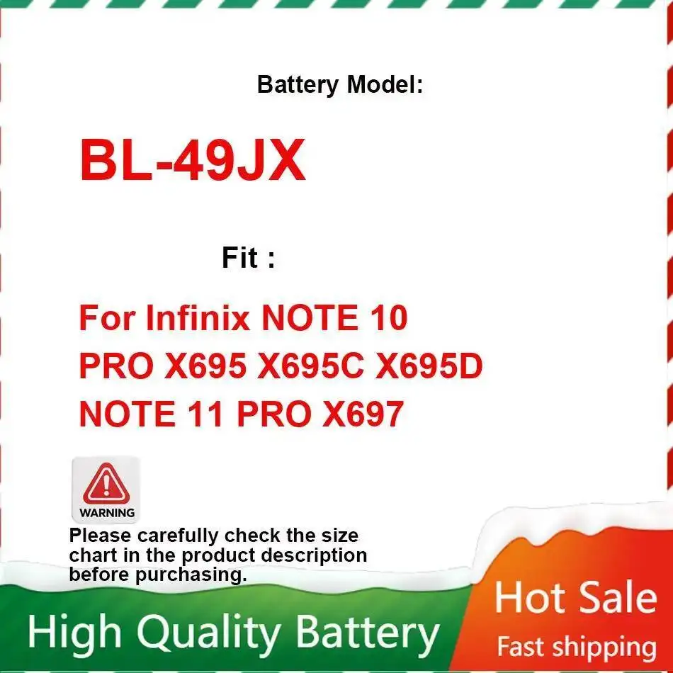 Mobile Phone Battery For Infinix Note 10 Pro X695 X695C X695D 11 X697 BL-49JX Hardwearing 5000Mah Premium Replacement