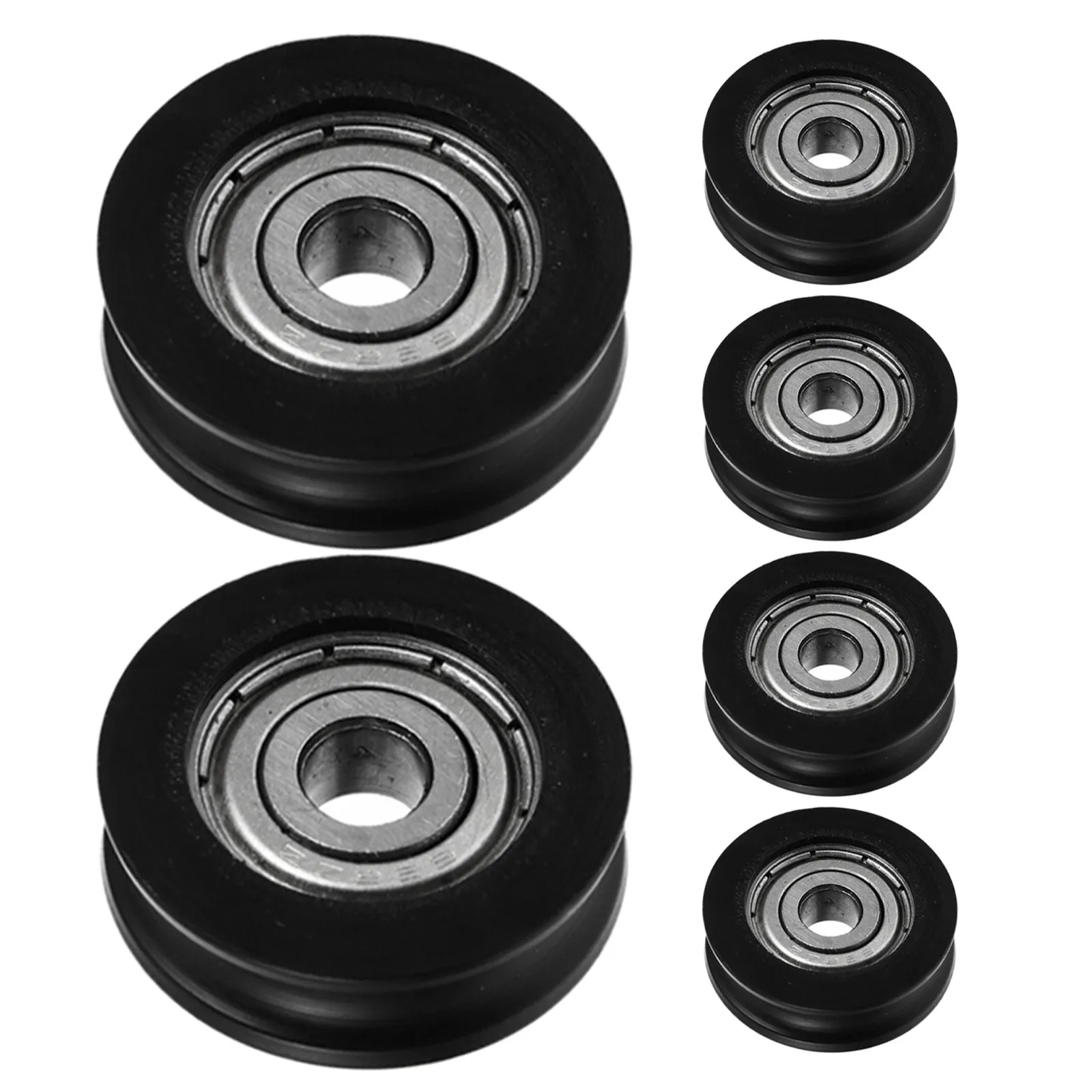 

Комплект из 6 роликов для раздвижных дверей и окон - U-образные колесики с пазом для плавной работы - Усиленные направляющие с подшипниками для дома