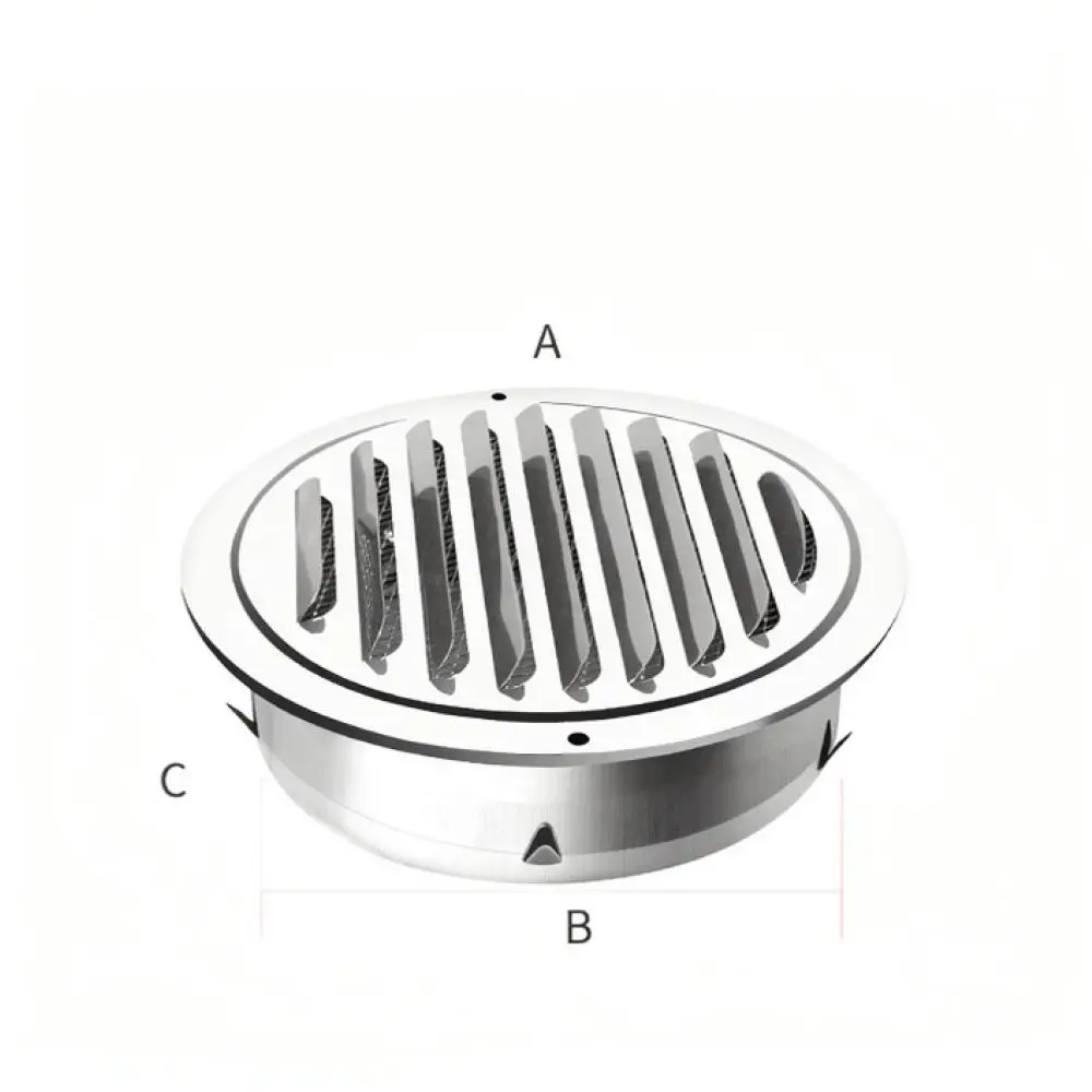 Decorative Stainless Steel Round Air Vent Grille Flat Exhaust Cap Louver Ventilation Hood For Commercial Home Use