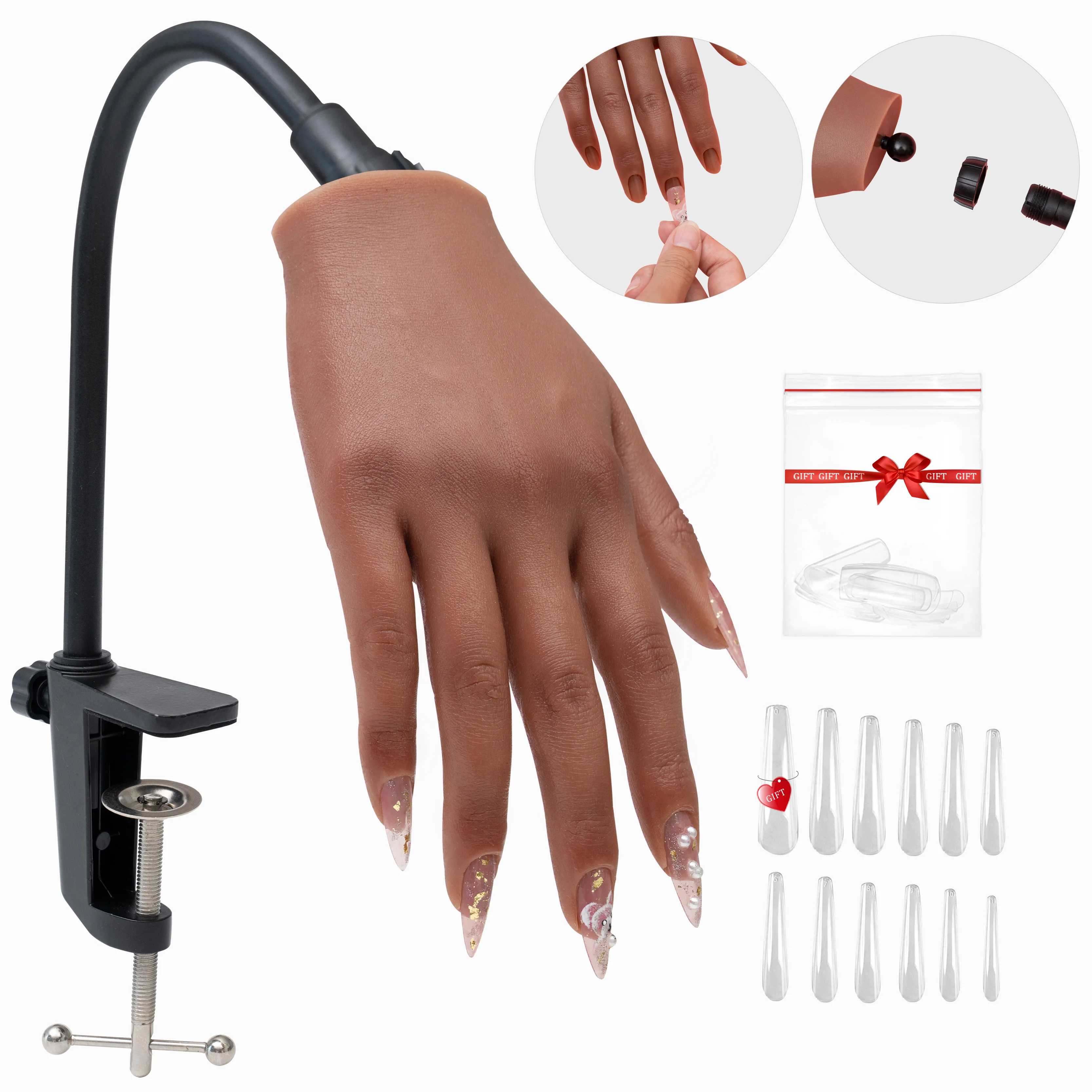 

Nail Silicone Practice Hand For Acrylic Nails Training Fake Hand Nail Art Practice Tools Hand Tattooed Nail Manicure Beginners