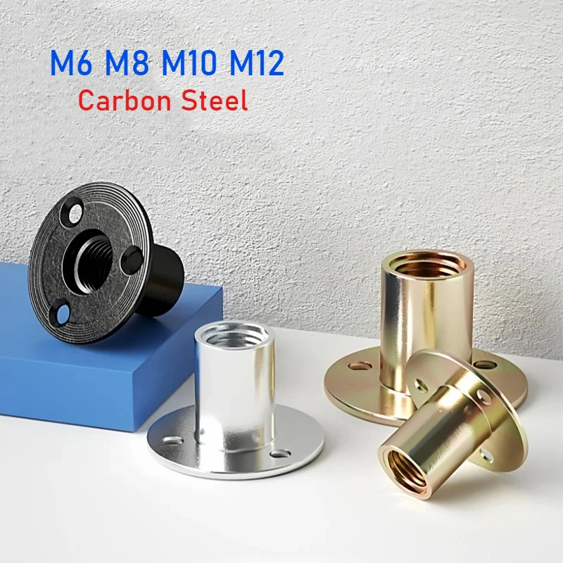 M6 M8 M10 M12 Carbon Steel Iron Plate Nut Three Holes Flange Coupling Nut Sofa Foot Furniture Lock Nuts
