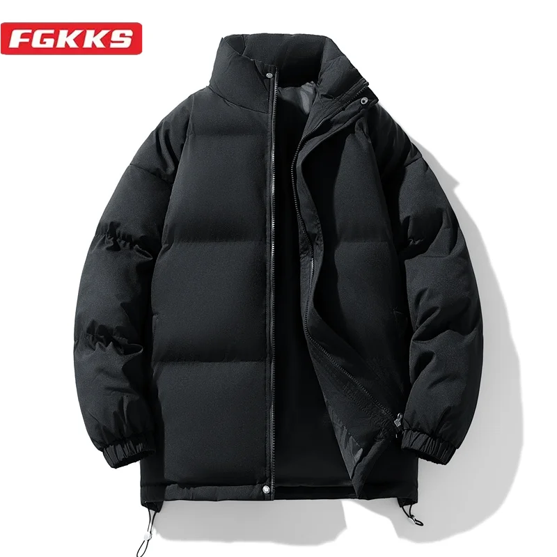 Fgkks 2024 Casual Parka Katoenen Gewatteerde Heren Warme Slanke Jas Van Hoge Kwaliteit Street Parka Katoen Gewatteerd Heren