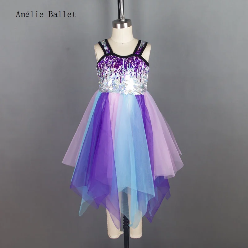 

18433 Lyrical Dance Sequin Ballet Dress Women Dance Wear for Contemporary Dance Practice Leotard Dress Stage Costume