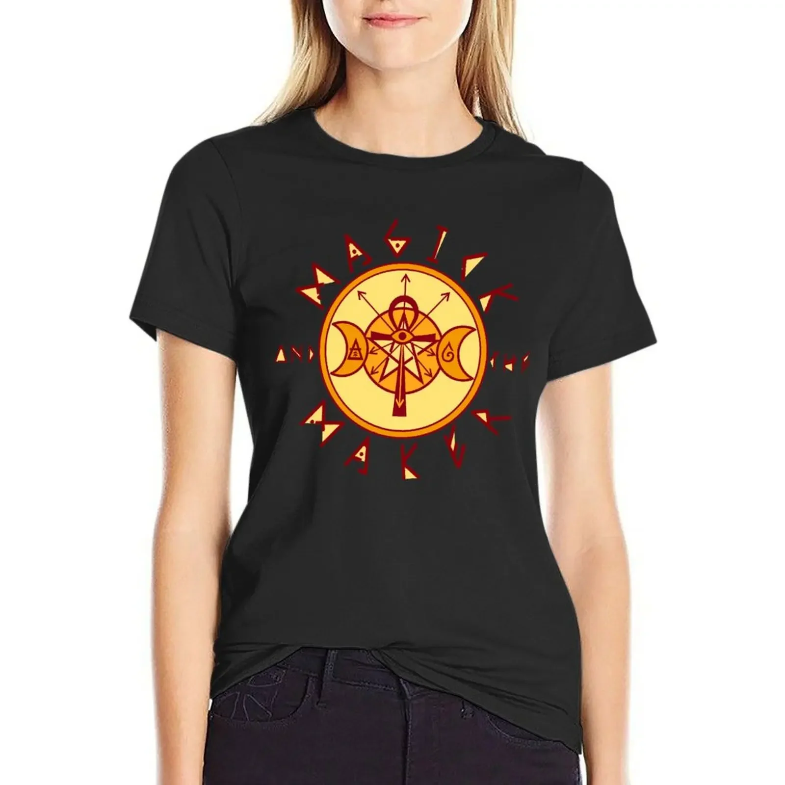 

The Magick and the Maker Sigil T-Shirt heavyweights shirts graphic tees kawaii clothes female cat shirts for Women
