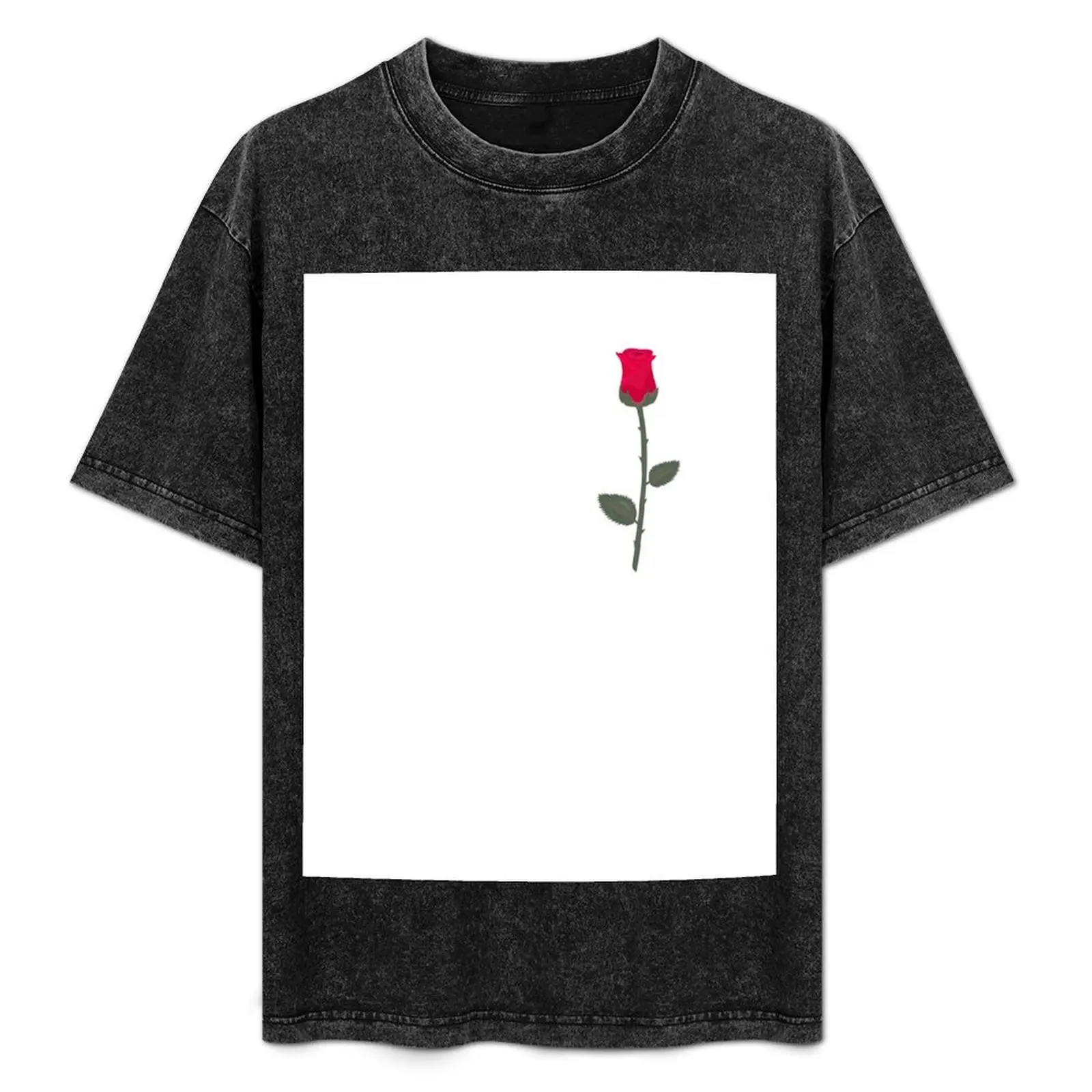 Camiseta de una sola rosa roja con tallo y hojas, camisetas de talla grande, camiseta de fútbol, cosas baratas, camisetas lisas con estampado animal para niños y hombres