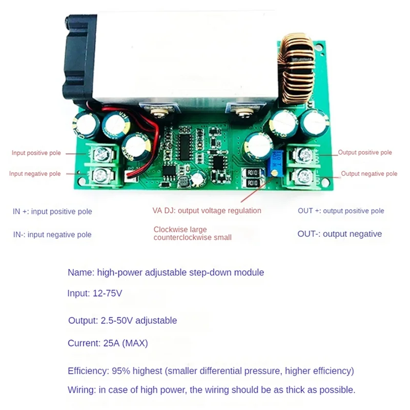 

A29F-DC 12-75V To 2.5-50V DC-DC Buck Converter 600W Buck Regulator Constant Voltage Constant Current Adjustable Power Module