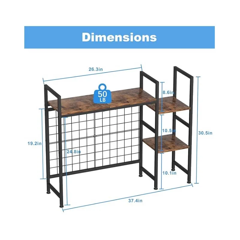 Estantería de escritorio para ordenador, estantería de madera multiusos con estante ajustable, solo 2 niveles