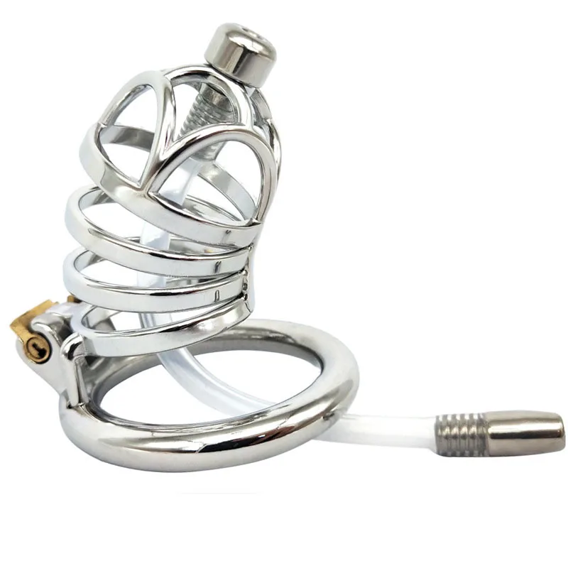 

Metal Cock Ring Male Chastity Cage With Urethral Catheter Cbt Bdsm Sex Toys For Men Dick Penis Lock Cock Cage Chastity Device