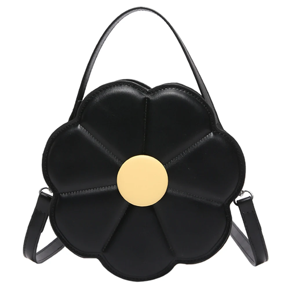 Bolsa de ombro em forma de flor para mulheres e meninas, couro PU, bolsa crossbody da moda, zíper duplo