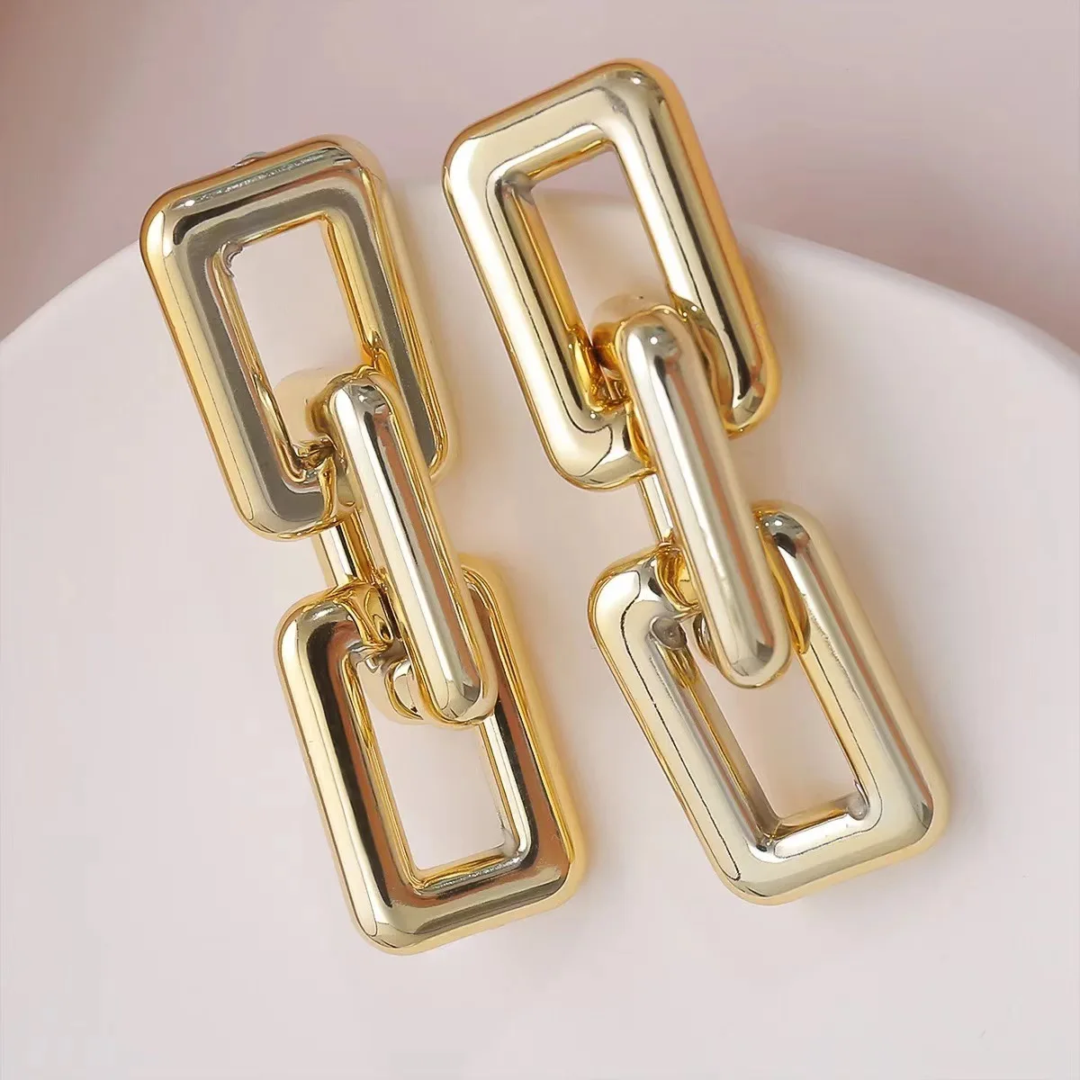 Exaggerated Geometric Chunky Chain Drop Earrings For Women Girls European American Personality Punk Jewelry Fashion Accessories