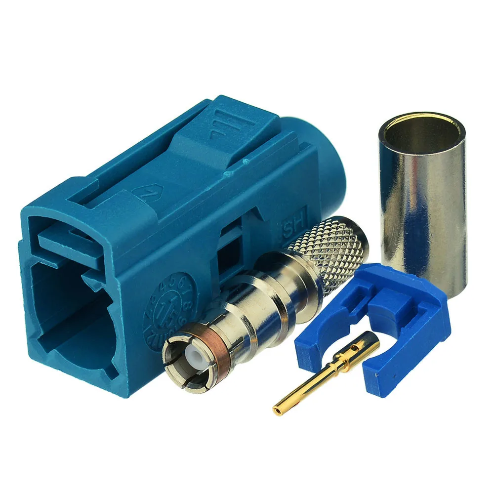 Superbat 10pcs Fakra Crimp Z Waterblue /5021 Neutral Coding Female RF Coaxial Connector for Cable LMR195 RG58