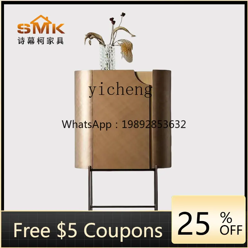 

GZ light luxury wine cabinet living room minimalist side cabinet solid wood tall locker decorative cabinet