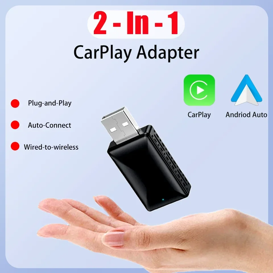 Mini 2In1 CarPlay & Android Auto Mini Box Wireless Car Player Adapter USB/Type C Plug&Play Wireless Smart Dongle Car Accessories