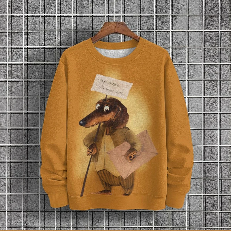 Harajuku Fashion Dachshund Graphic Sweatshirt فرحان تصميم سترة عيد الميلاد القبيحة عادية للجنسين ملابس الشارع الشهير كلب البلوفرات #4