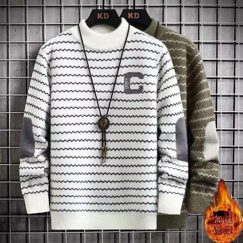 سترة للرجال الكلاسيكية صوف مبطن سميكة الدافئة المشارب رشاقته الدافئة قاعدة طبقة البلوز نصف عالية طوق العصرية سترة غير رسمية #3